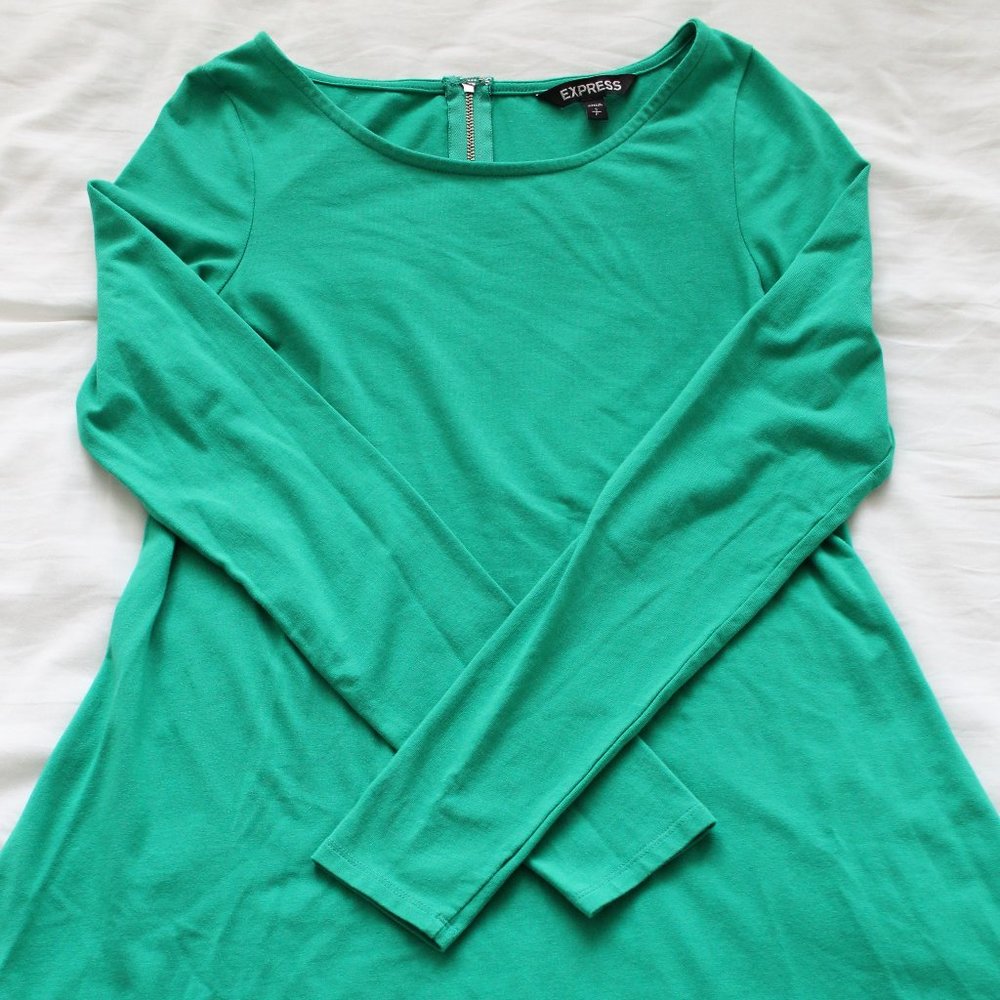 Express Long-Sleeve Green Dress